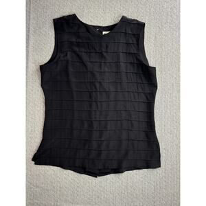Vintage Riva Sz S Silk Top Black Sleeveless Button Up Shirt Spring